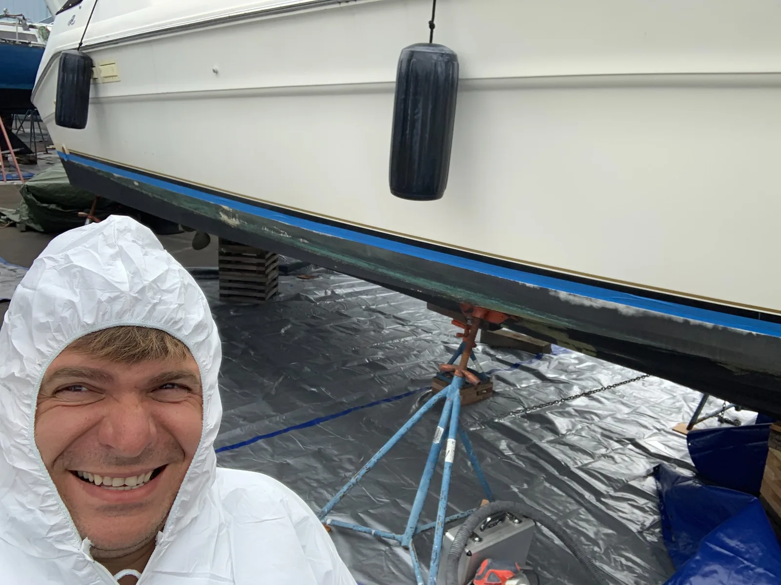 Boat bottom work during haul-out